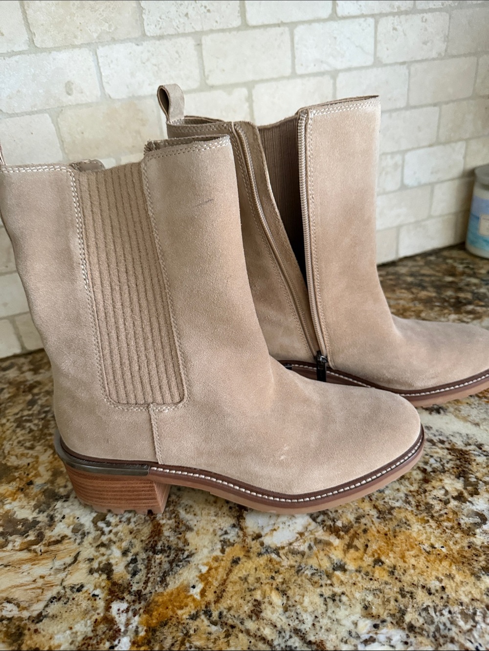 Vince Suede Ankle Boots in Light Taupe
